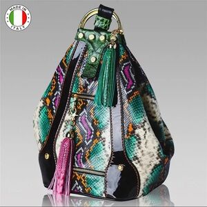 Marino Orlandi Designer Python Leather Multicolor Designer Women's Bag Backpack